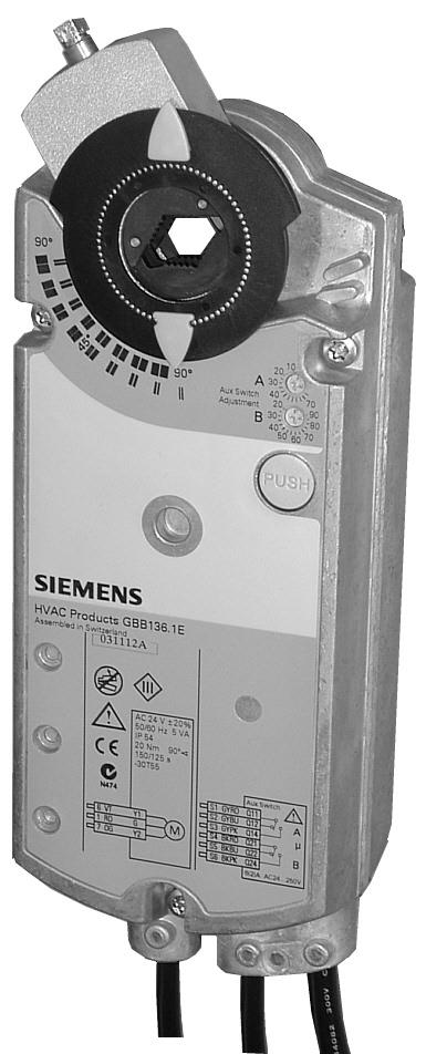 Привод воздушной заслонки, поворотный Siemens GBB335.1E | BPZ:GBB335.1E