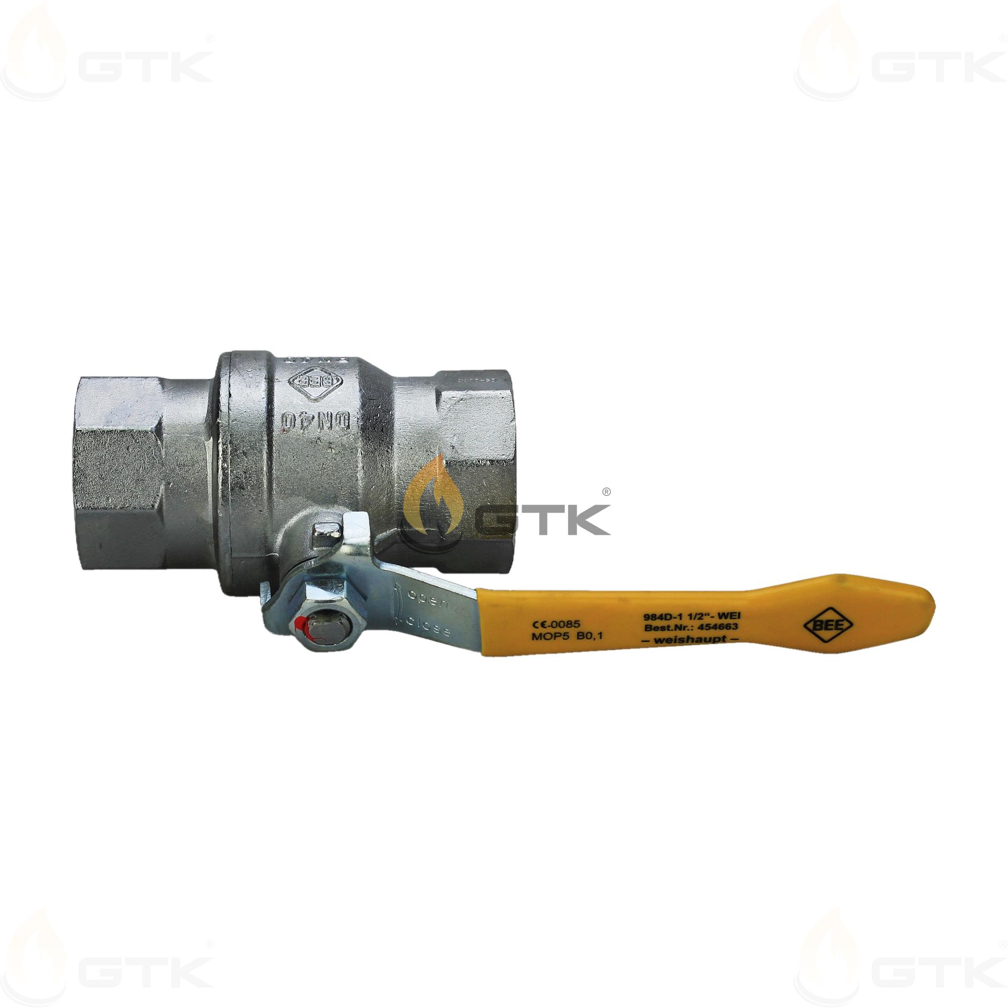Кран шаровой  для жидкого топлива EL и газа Weishaupt Rp 1 1/2 PN 40/MOP5, 454663