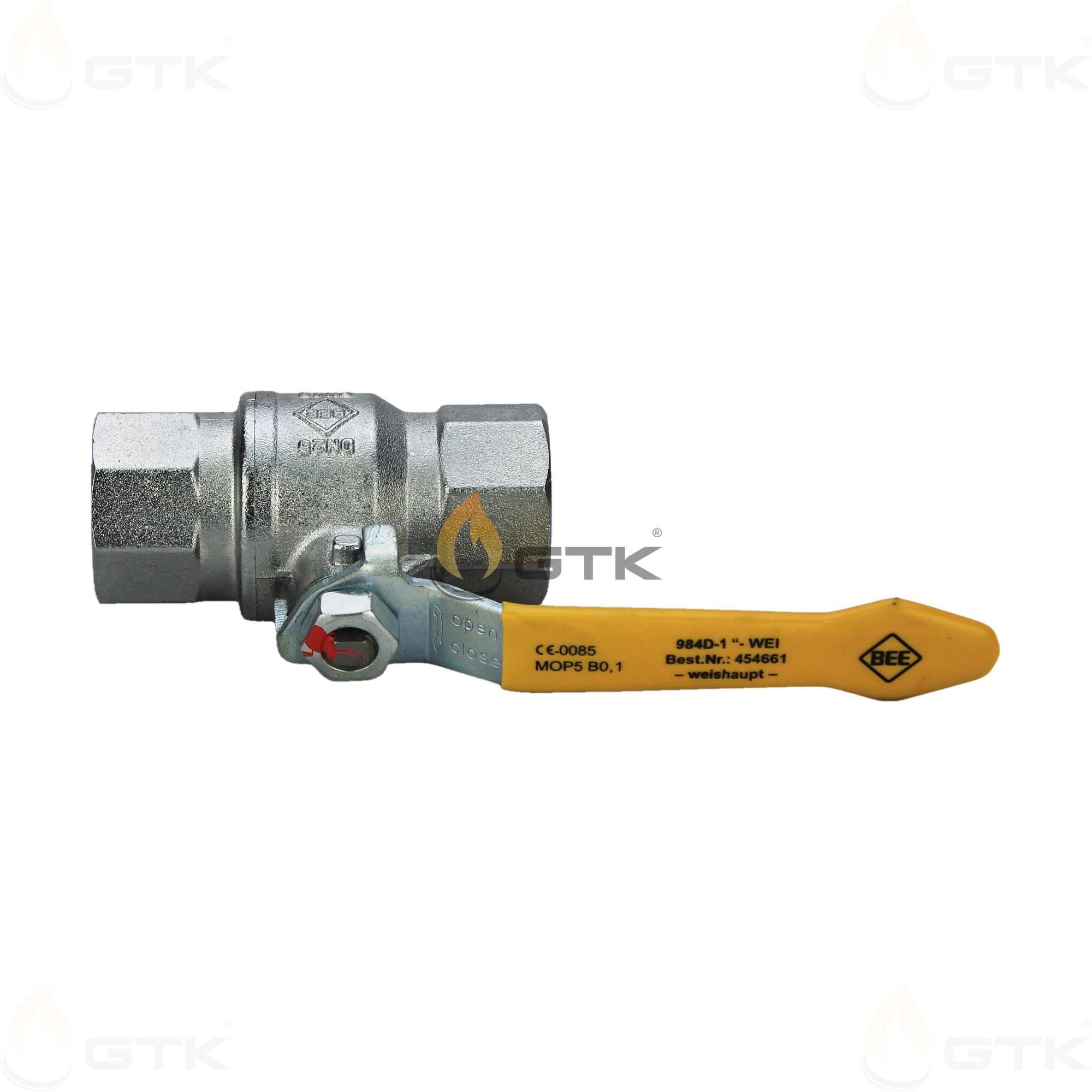 Кран шаровой для жидкого топлива EL и газа Weishaupt Rp 1 PN 40/MOP5, 454661