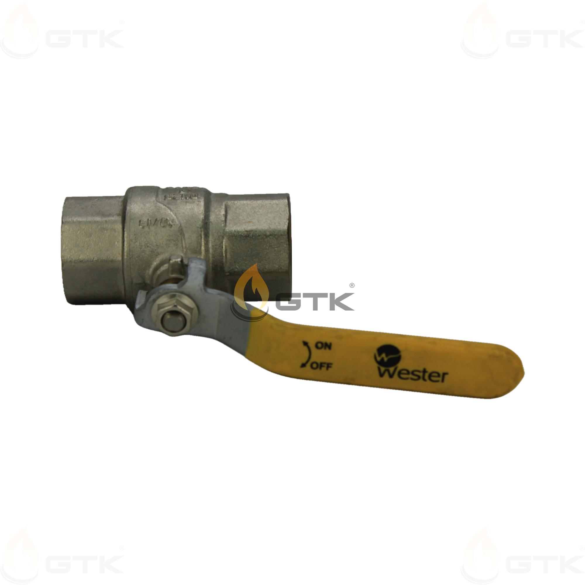 Шаровой латунный кран для газа Wester DN25 PN16