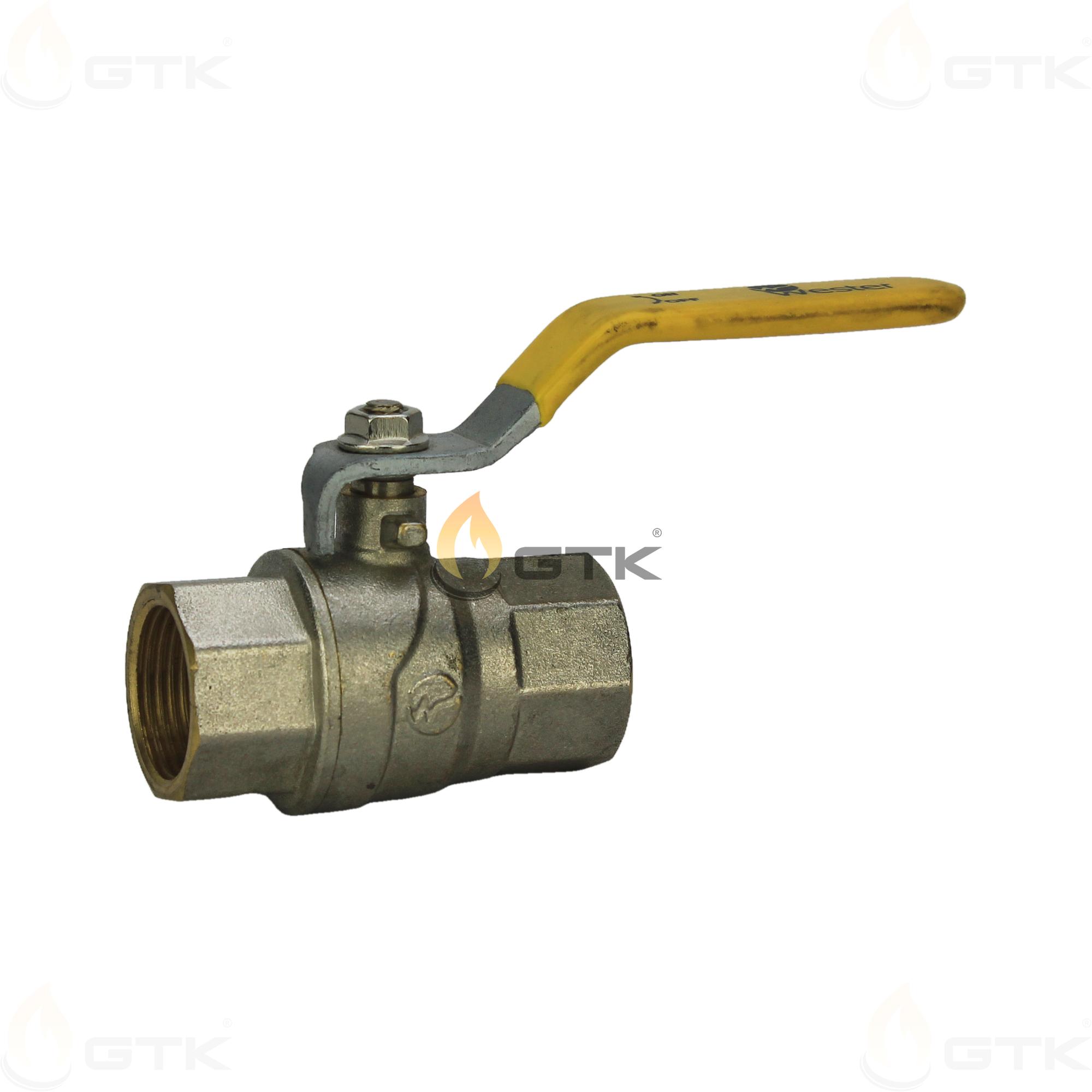 Шаровой латунный кран для газа полнопроходной Wester DN20 PN16