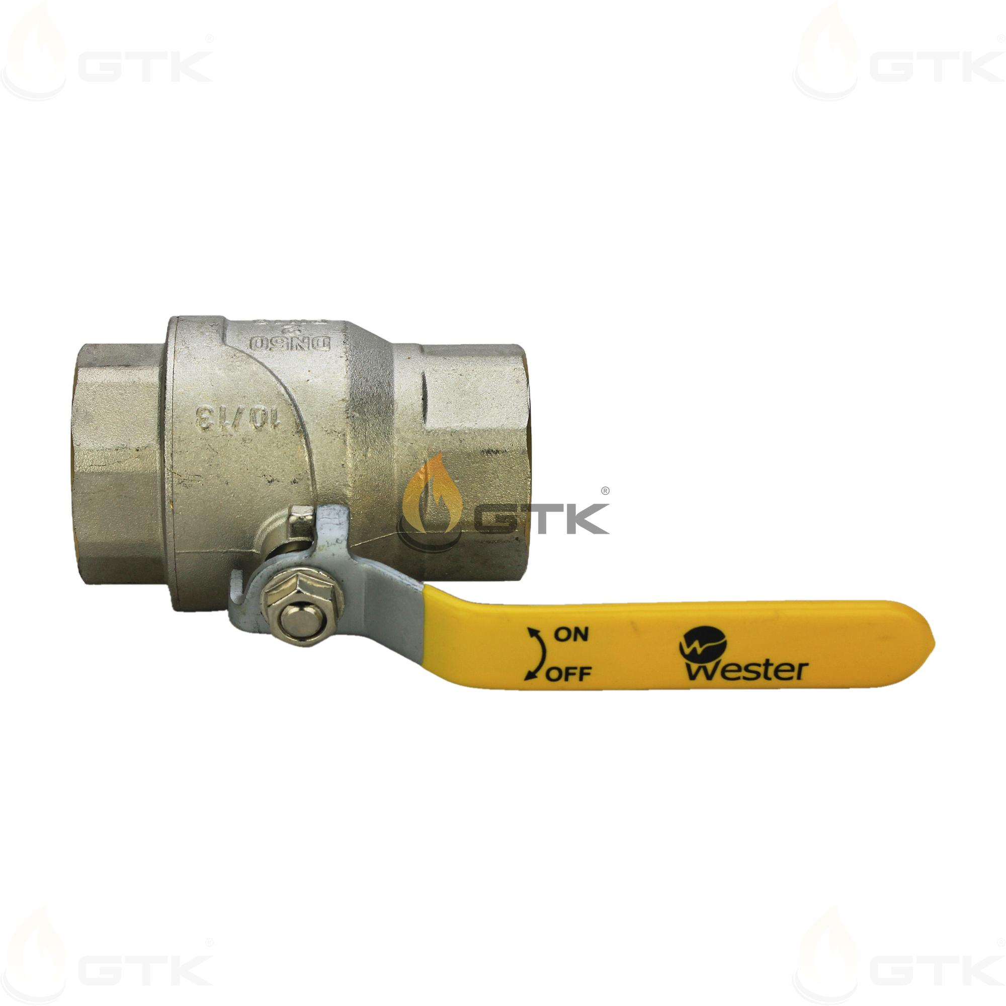 Шаровой латунный кран для газа полнопроходной Wester DN50 PN16
