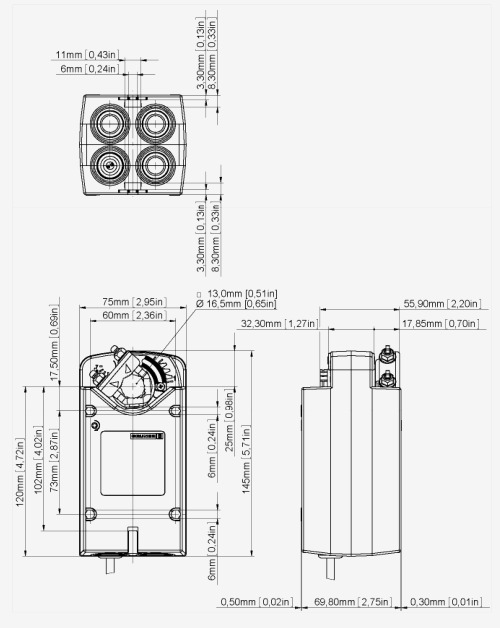 Схемы для Электропривод с возвратной пружиной Gruner 341-230-05