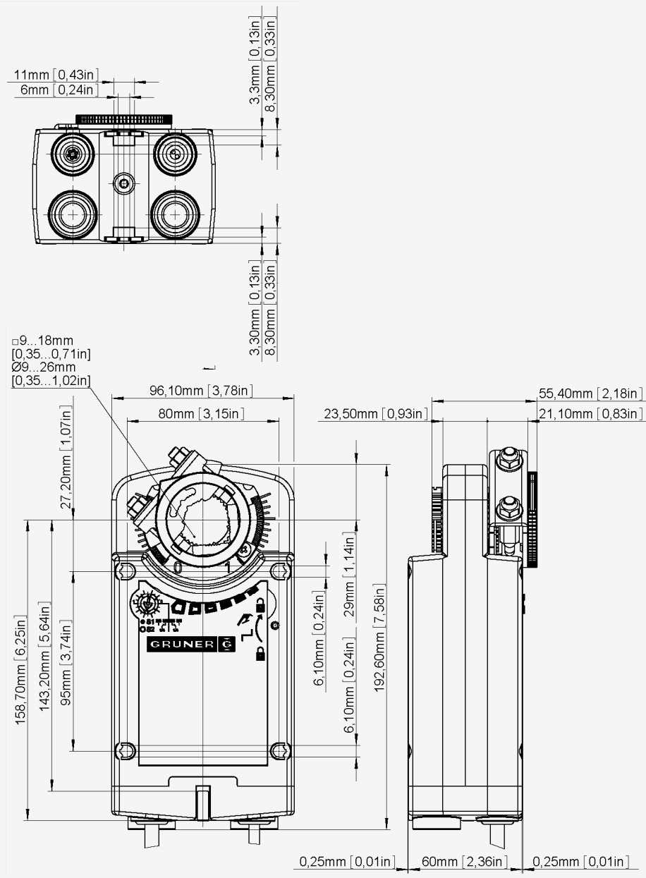 Схемы для Электропривод с возвратной пружиной Gruner 361-230-10