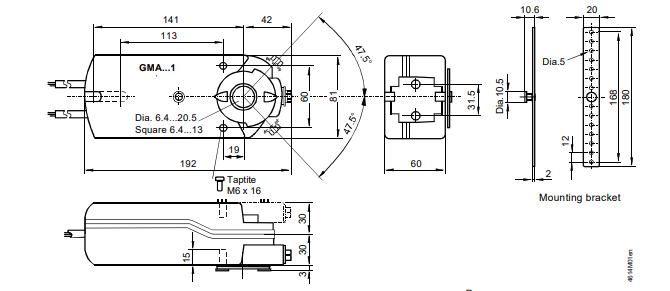 Схемы для Привод воздушной заслонки Siemens GMA321.1E, арт: BPZ: GMA321.1E