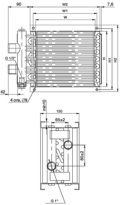 Схемы для Водяной нагреватель Shuft для прямоугольных каналов WHR 600*350-3 | НС-0006971
